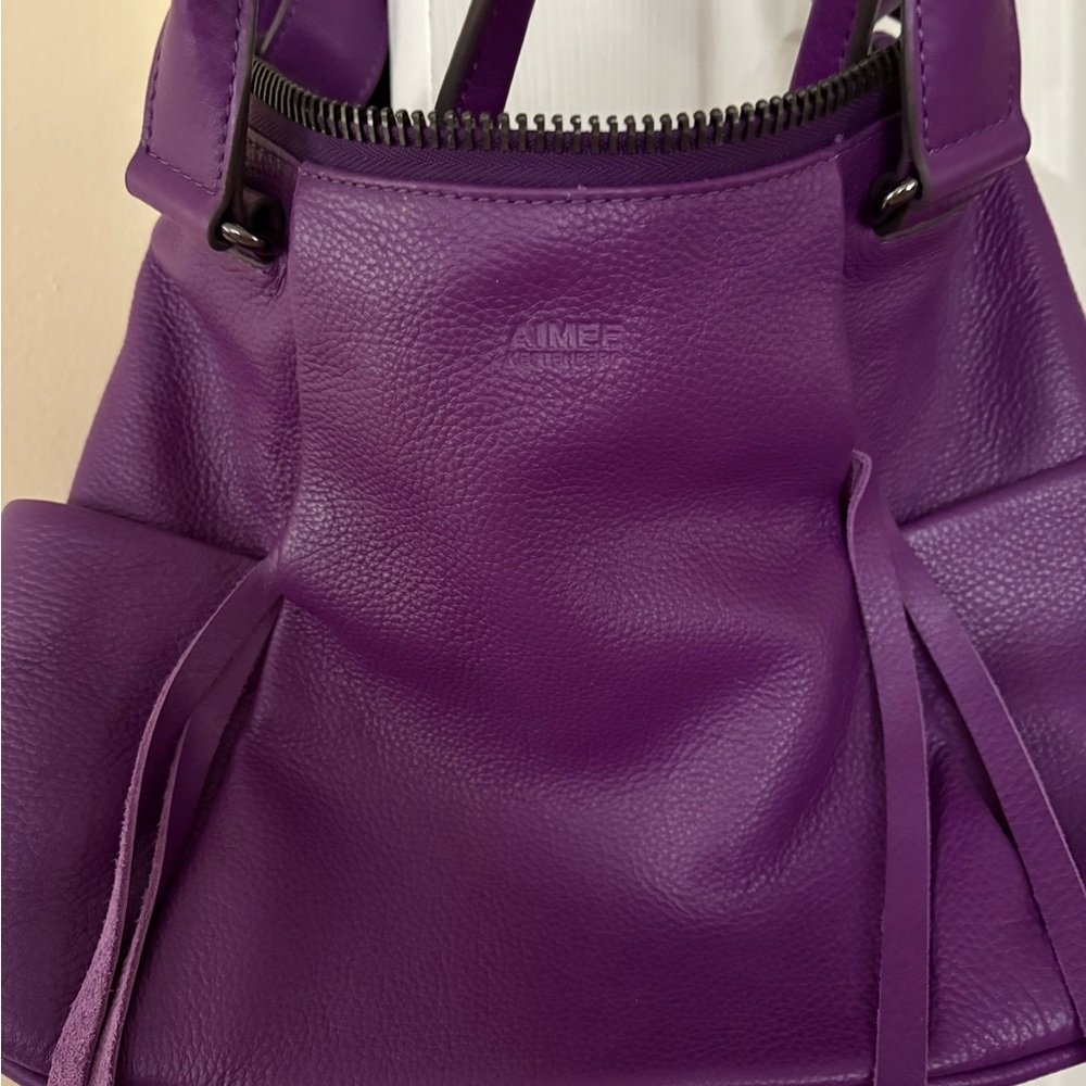 Aimee Kestenberg Vibrant Purple Leather Satchel - Picture 2 of 10
